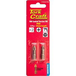 Pozi 2 X 25mm Insert Bit Torsion Tin Coated 2pce Pz2